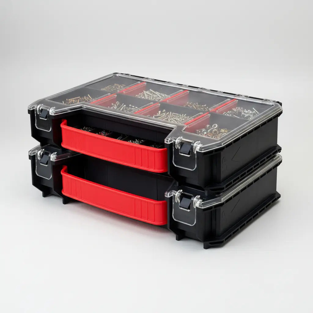Pack X4 Organizador De Tornillos Y Accesorios Apilable Qbrix