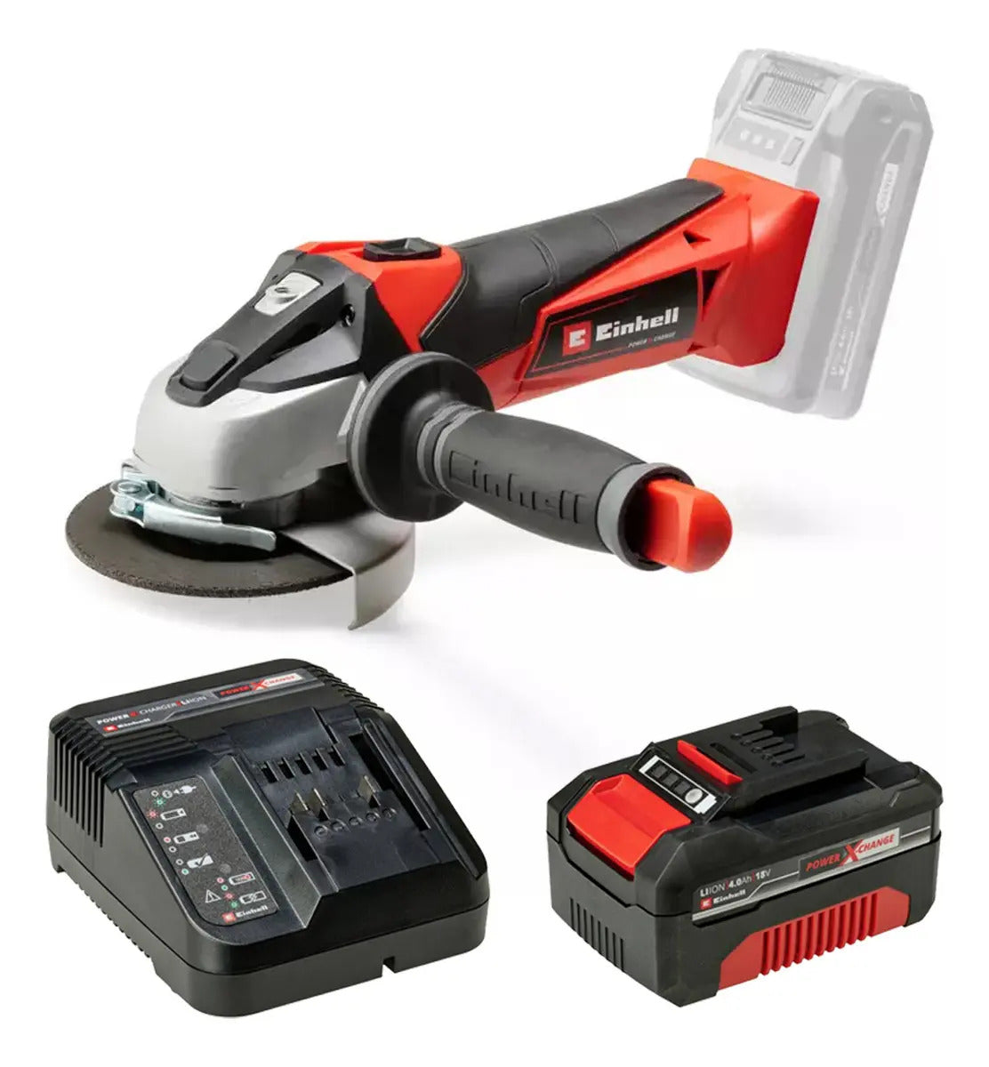 Amoladora Angular Inal. Einhell Te-ag 18/115-2 C/bat 4a Rojo