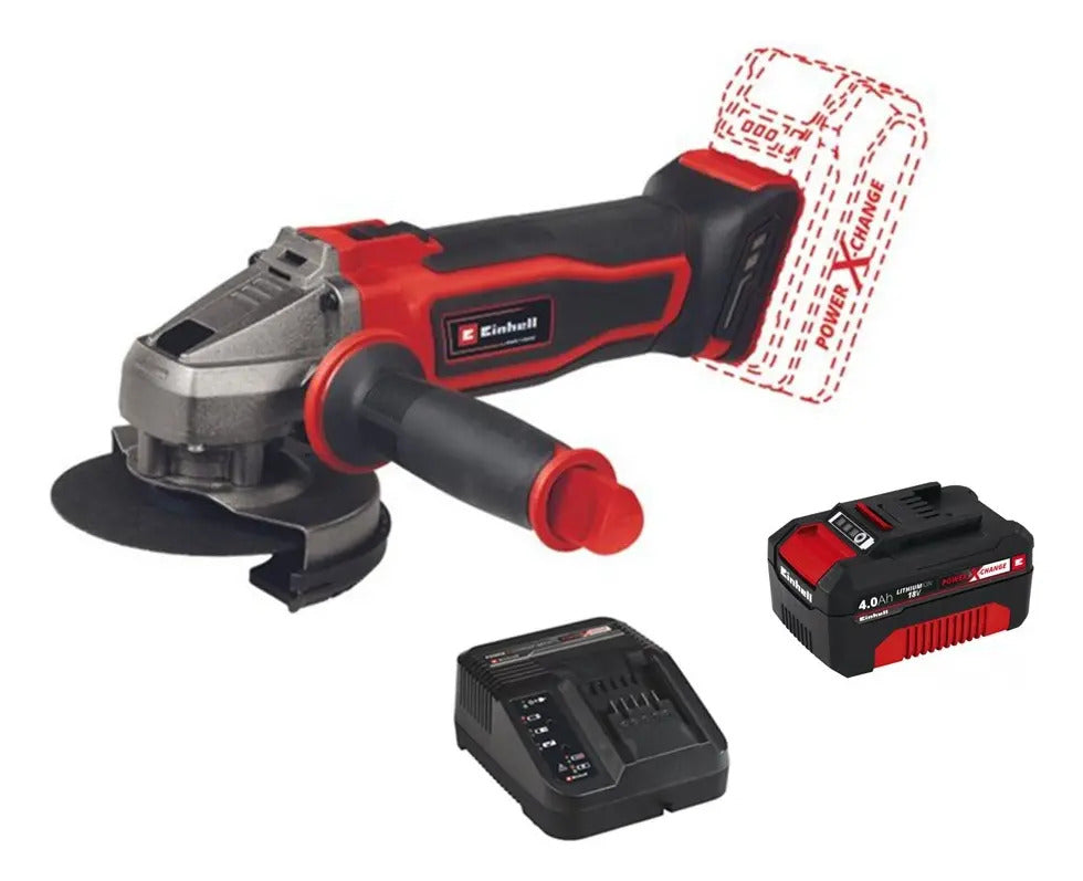 Amoladora Angular Inal. Einhell Te-ag 18/115-2 C/bat 4a Rojo