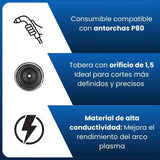 Wolfer 10 Juego Compatible Con Torcha Plasma P80 1.3 Mm