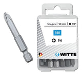 5 Puntas Phillips Ph2 50mm 1/4 Alta Dureza 59-61 Hrc Witte
