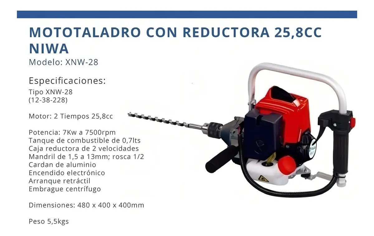 Mototaladro Explosion Niwa Tanw-28 + Mechas + Aceite