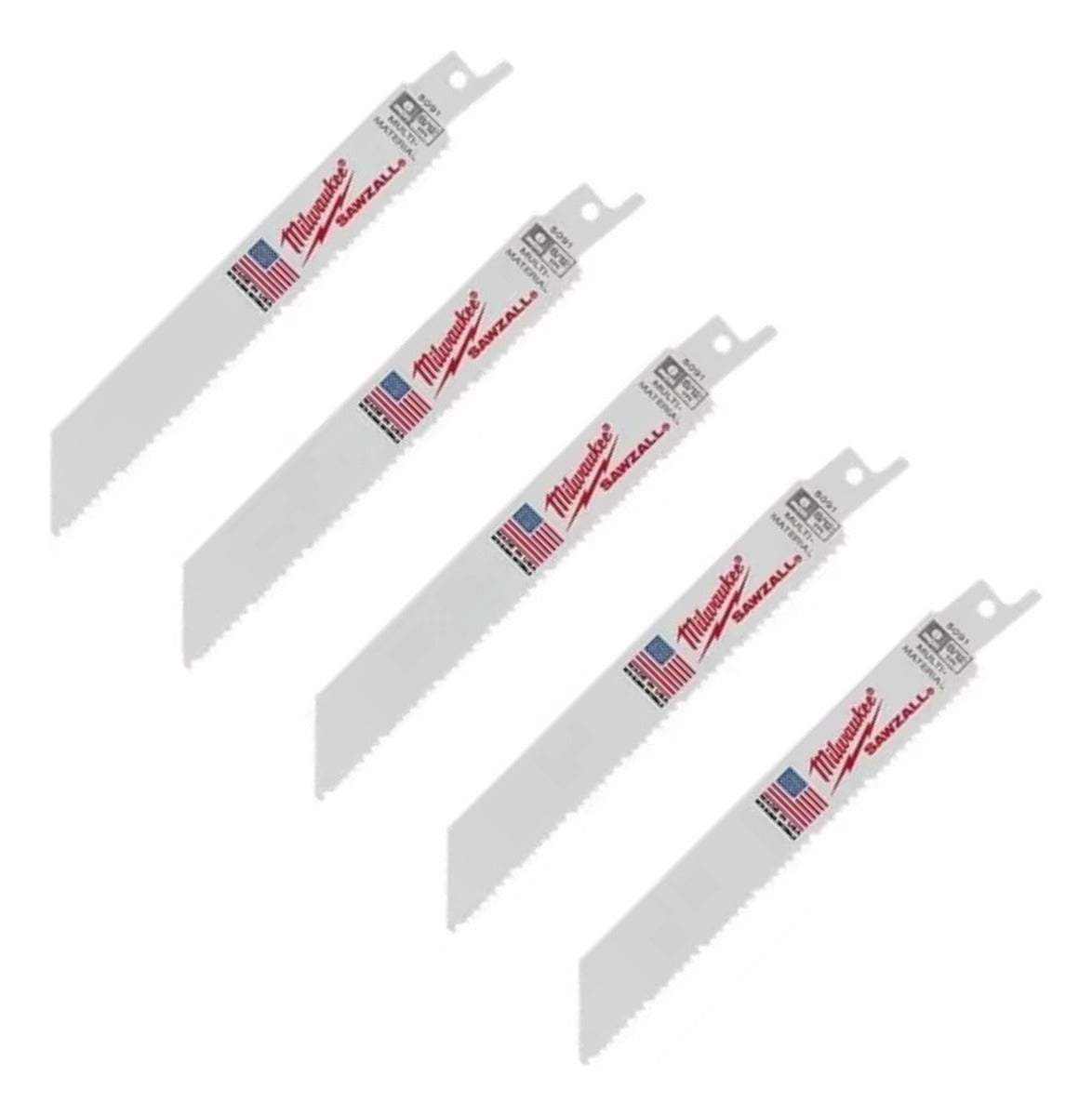 Blister 5 Hojas de Sierra Sable Multi-Material 6'' y 8/12 Dpi Milwaukee 4800-5091 5
