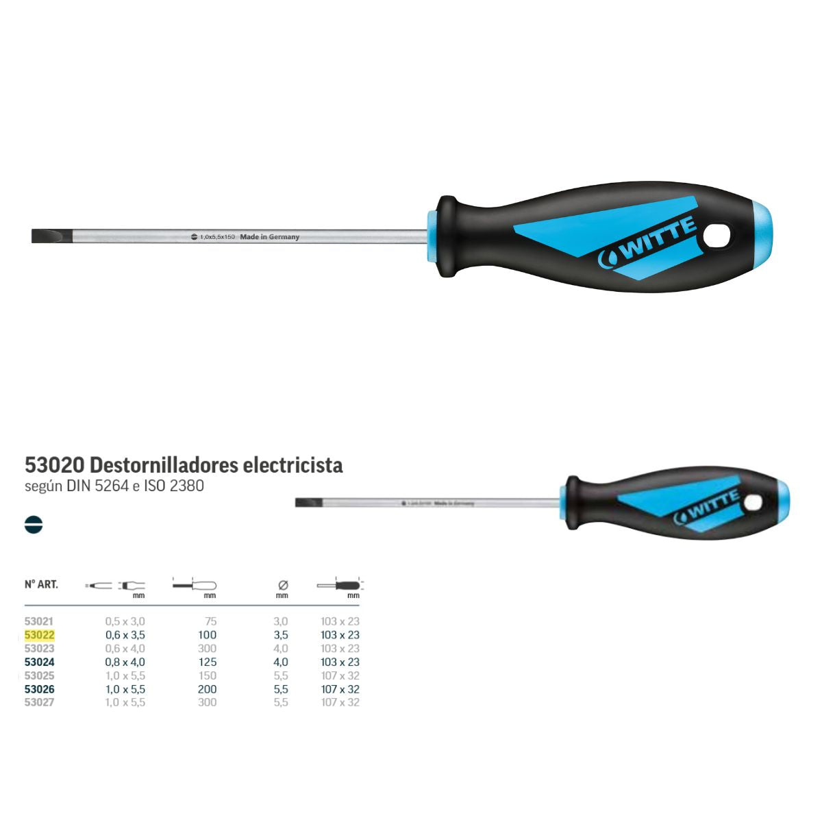 Destornillador Witte MAXX LINE 0,6 x 3,5 x 100 mm Electricista medidas