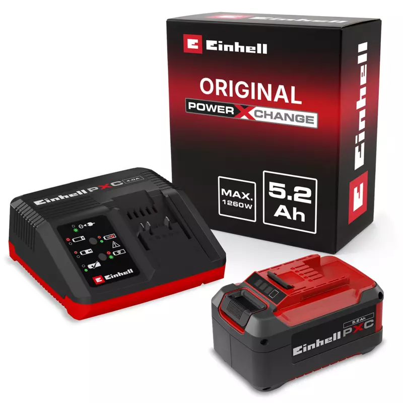 Starter Kit Batería 5.2 Ah 18V 1260W y Cargador Rápido 4A PXC Einhell 4512114