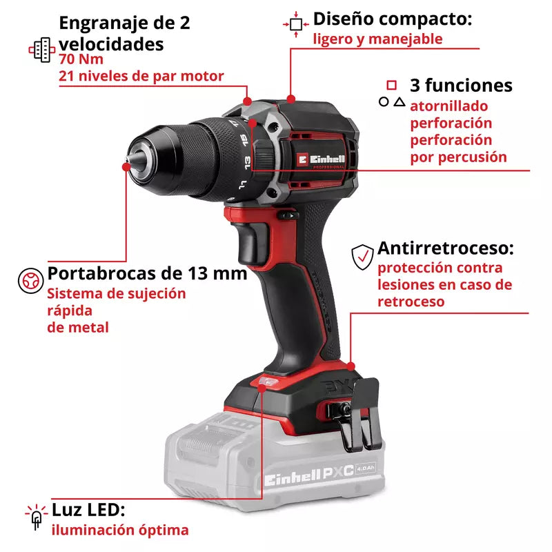 Taladro impacto Inalámbrico Profesional TP-CD 18/70-C Li-i BL - Solo