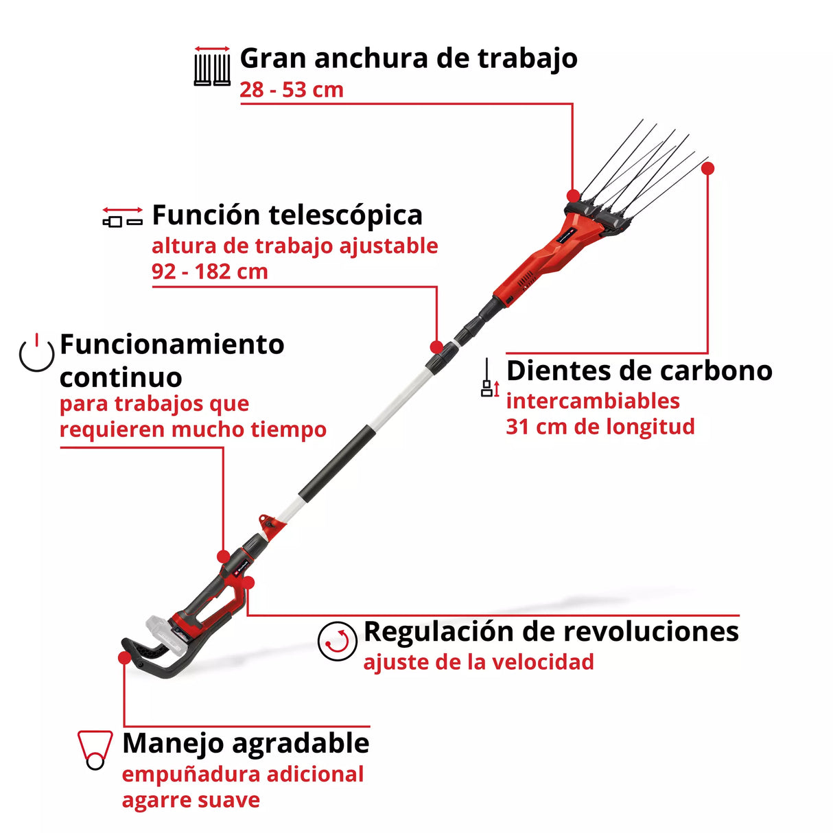 Cosechadora De Aceitunas Olivos Inalámbrica 213cm Einhell