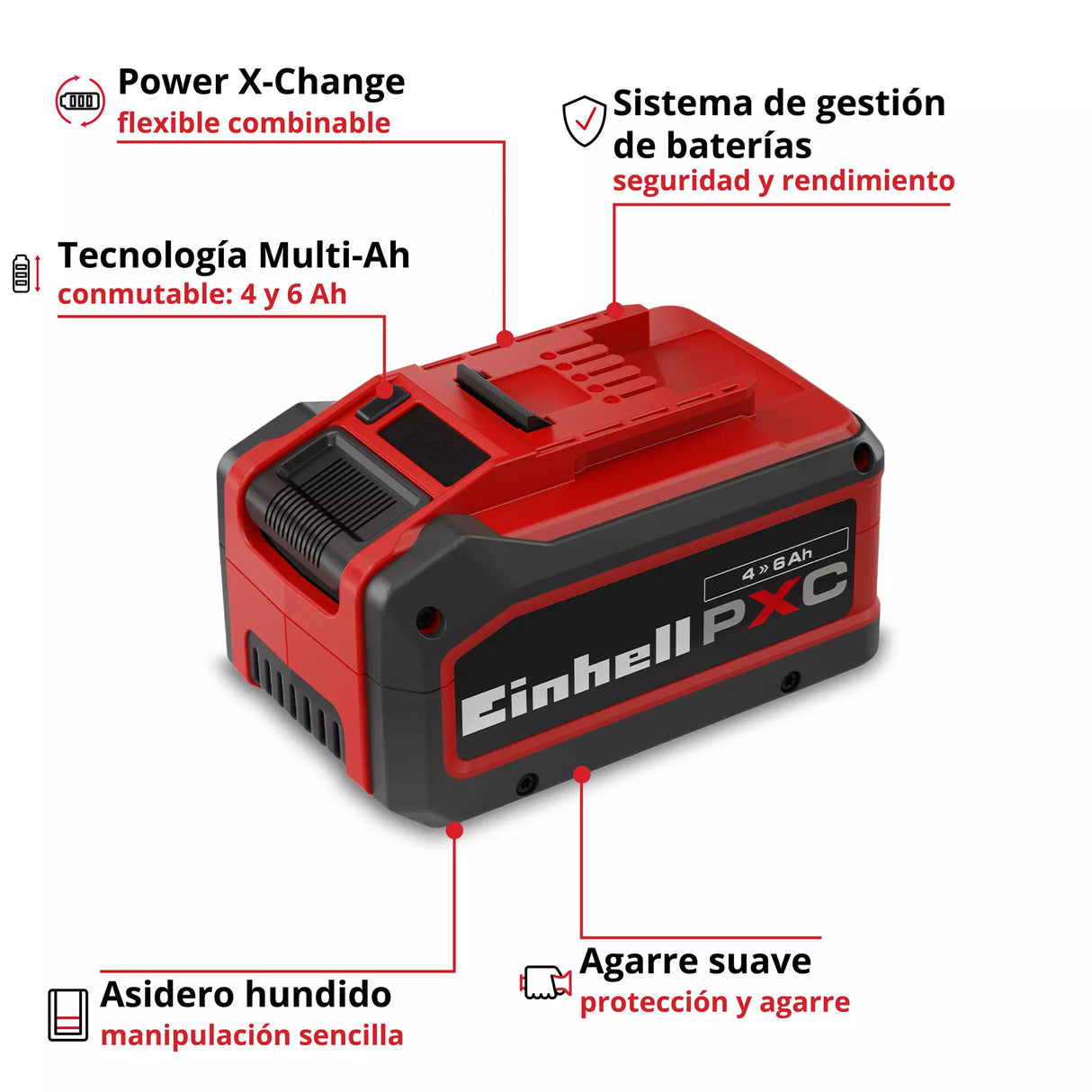 Batería Ion Litio 4-6 Ah 18V MULTI 1350w 1kg PXC Einhell 4511502