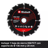 Sierra Circular a Bateria Einhell TP-CS 18/136-C Li BL - Solo