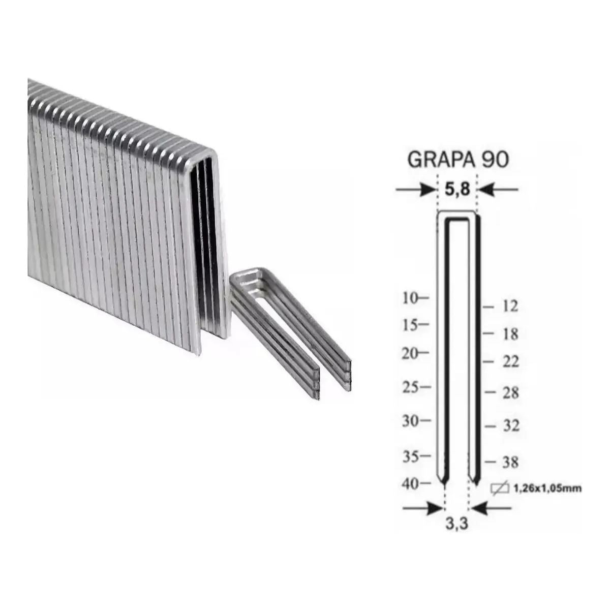 Grampas 5,7 Para Engrampadora Neumática 40 mm x5000U Wolfer medida