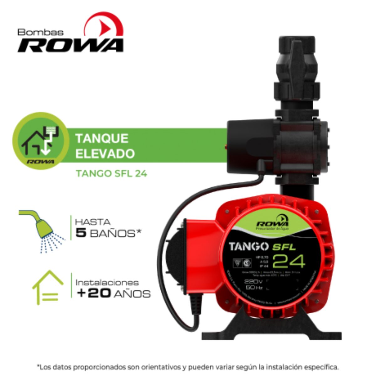 Bomba Presurizadora 7/10 HP Rowa Tango Sfl 24 tanque elevado baños