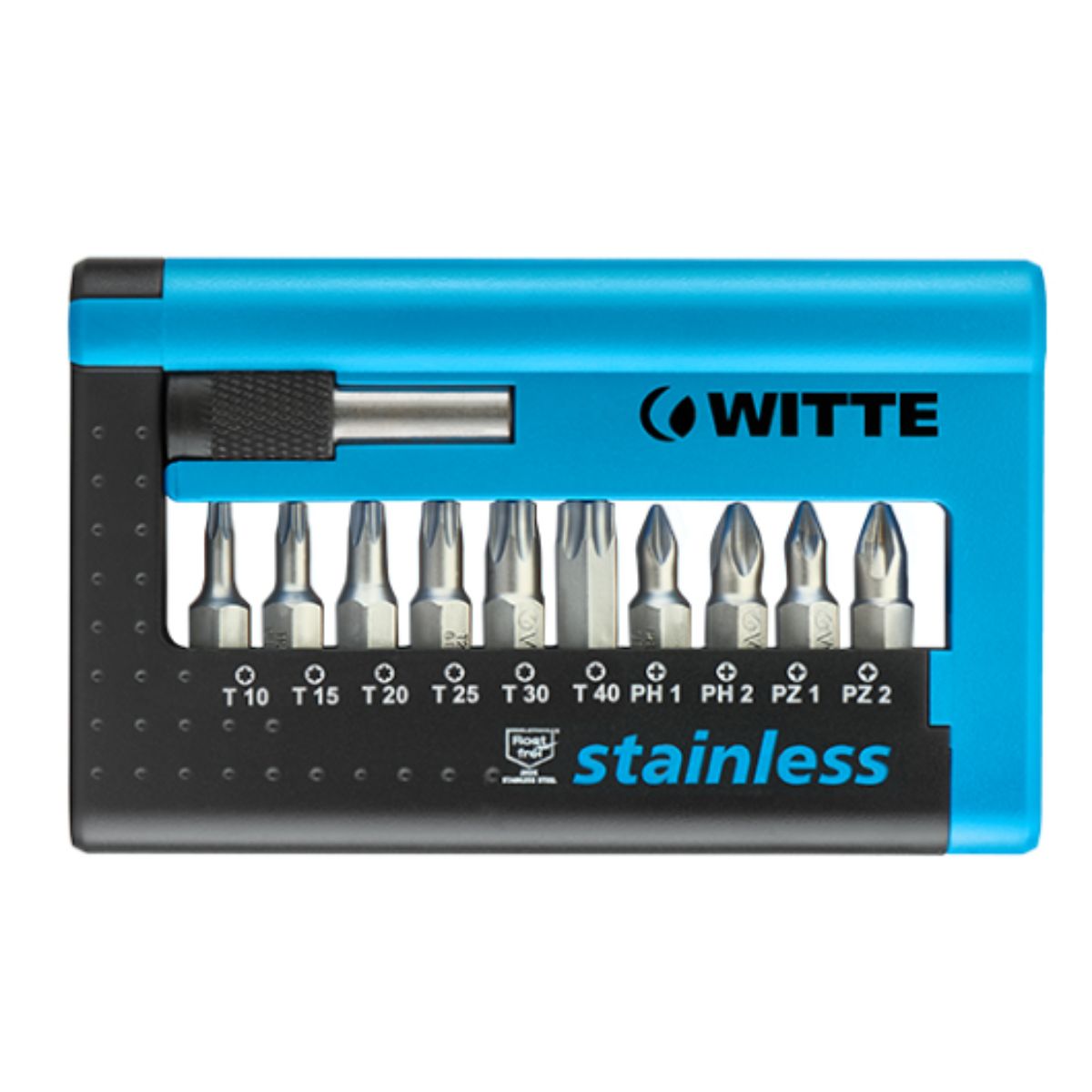 Juego de 10 puntas +  trinquete WITTE Diseño plano y compacto perfil