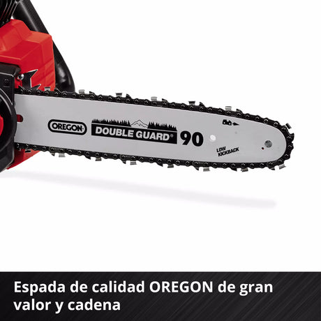 Espada y cadena Oregon de 30cm de la motosierra Einhell FORTEXXA, sistema de lubricación automática y cambio rápido de cadena