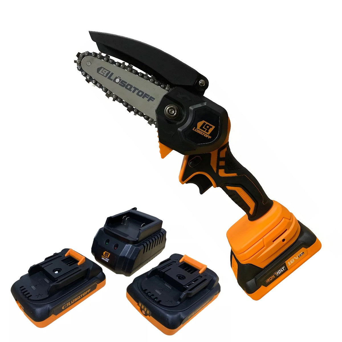 Motosierra de mano A Bateria 18v Lusqtoff Mml40-9bk + Carg + 2 Bat 2.0Ah COMBO