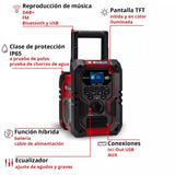 Radio Inalámbrica Portátil TE-CR 18 Li DAB + FM / Bluetooth - Solo Einhell ficha tecnica