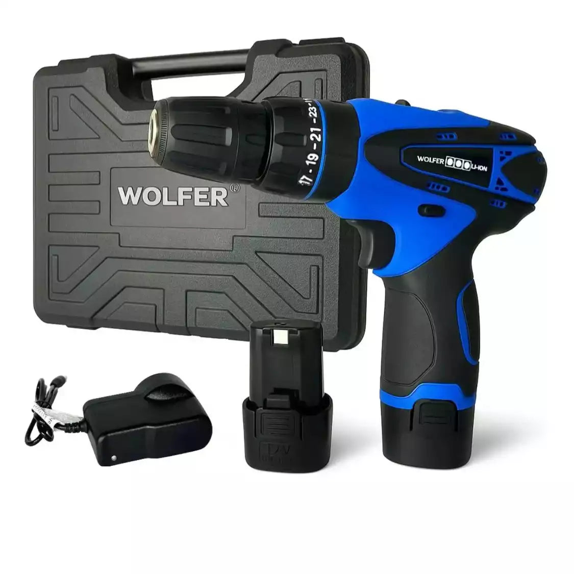 Taladro Atornillador Inalambrico 12v Wolfer con 2 Baterías