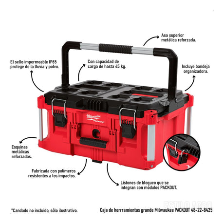 Torre de 3 Cajas de Herramientas Modulares Reforzadas Packout Milwaukee 8425