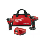 Kit Taladro Percutor Atornillador Impacto Milwaukee 12v 2497. Frente