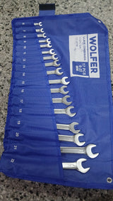 Juego 17 Llaves Combinadas 6-22mm Wolfer Cr-v Profesional