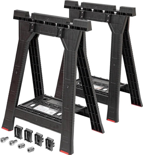 Set completo de caballetes de trabajo Qbrick con capacidad de 350kg, vista frontal