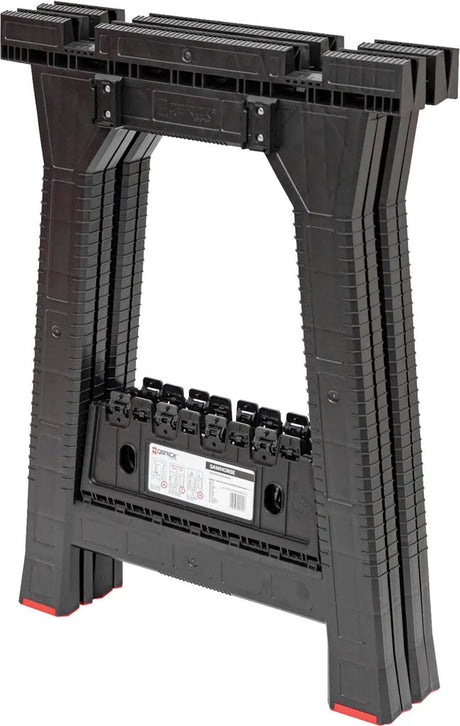 Sistema modular apilable de caballetes Qbrick compatible con cajas de herramientas