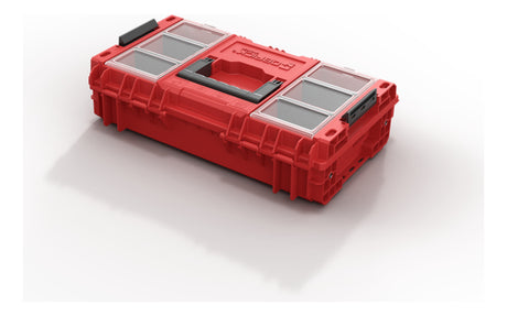 Tapa organizadora abierta mostrando compartimentos internos con divisores ajustables