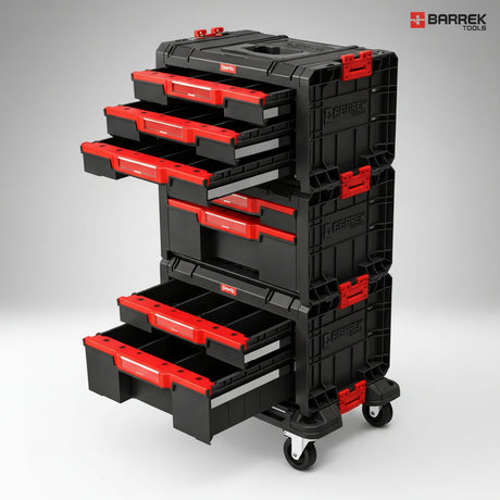 Uso profesional de caja Qbrick Pro 7 cajones como taller móvil completo