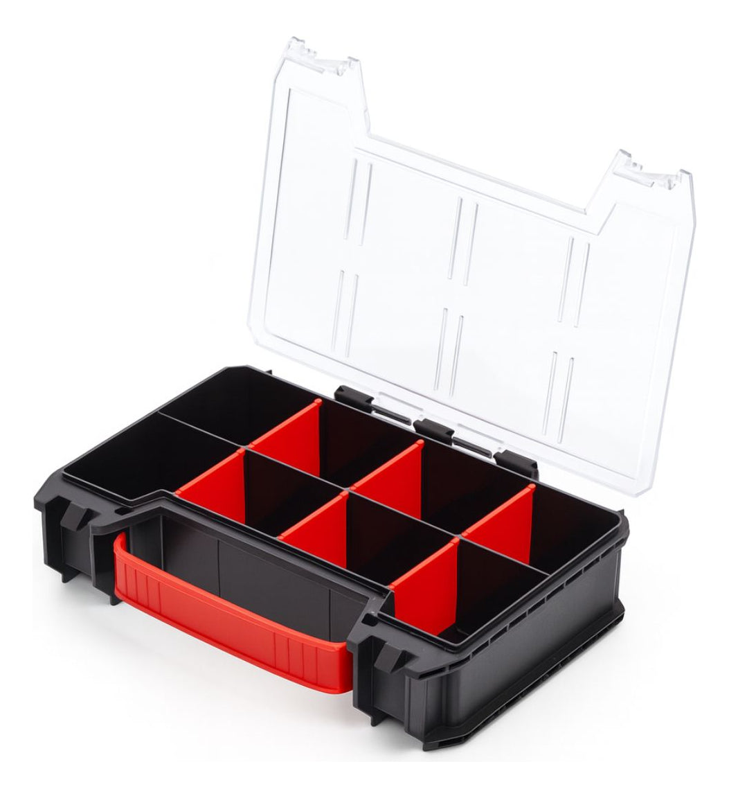 Capacidad de almacenamiento de 22 litros en caja Qbrick Pro con organizadores