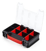 Capacidad de almacenamiento de 22 litros en caja Qbrick Pro con organizadores