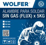 Alambre MIG Tubular para Soldar Sin Gas Flux 0,9 mm Rollo 5 kg Wolfer