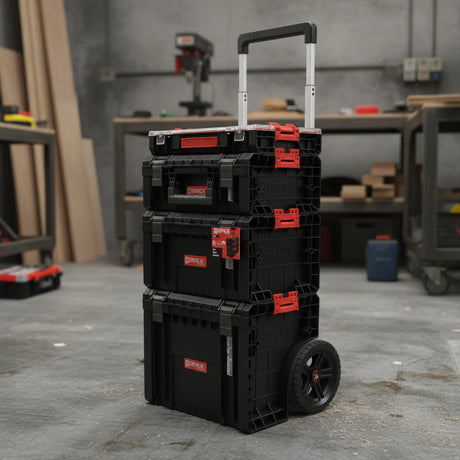 Base del carro con ruedas grandes y sistema de fijación para las cajas modulares