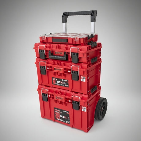 Carro porta herramientas Qbrick Prime modular organizador, vista completa con ruedas