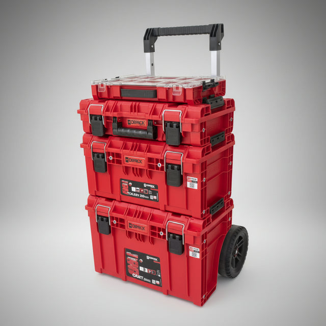 Carro porta herramientas Qbrick Prime modular organizador, vista completa con ruedas