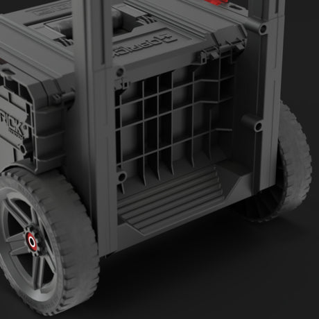 Vista trasera del carro Qbrick Pro 29L, sistema de encastre modular