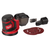 Lijadora orbital Milwaukee M18 con accesorios incluidos y base de lijado