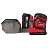 Lijadora orbital aleatoria Milwaukee M18 vista lateral mostrando diseño ergonómico
