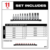 Set de 11 Bocallaves 4-14mm Punta Hexagonal 3/8'' Milwaukee 4822-9543