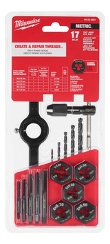 Juego de 17 Piezas Machos y Terrajas Métricas Milwaukee 4922-5601