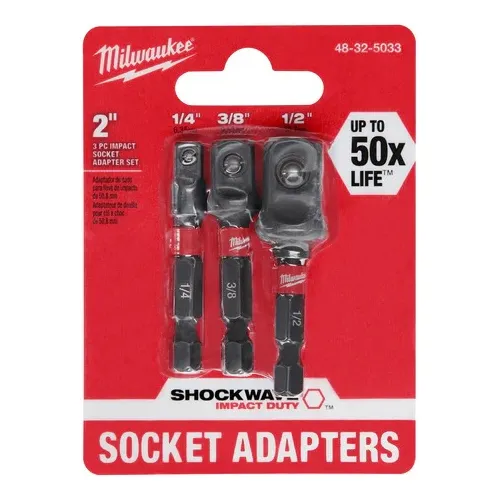Adaptadores Cuadrados para Bocallave (1/4-3/8-1/2) Milwaukee 4832-5033