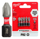 5 Puntas Cortas Imantadas Impacto PH2 25mm 1/4'' Milwaukee 4832-4601