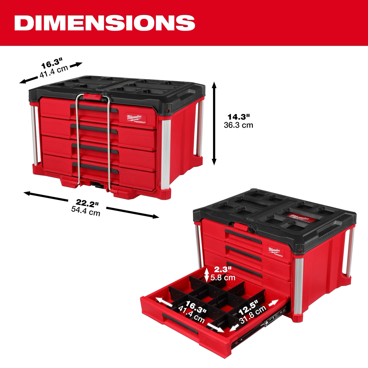 Caja de Herramientas de 4 Cajones Packout Milwaukee 4822-8444