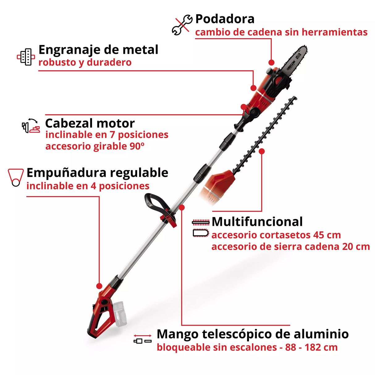 Podador de Altura a Batería 2 en 1 EINHELL Modelo GE-HC-18-LI-T