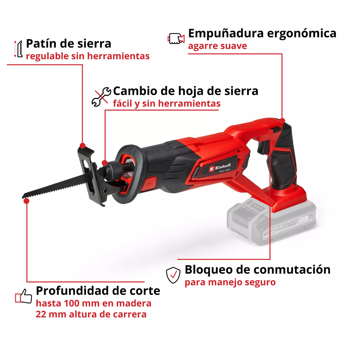 Sierra Sable Inalámbrica 10cm Einhell TE-AP 18/22 LI SOLO