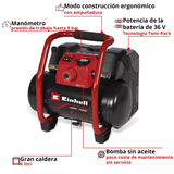 Compresor Inalám. 6L 8 Bar 9kg Einhell TE-AC 36/150 LI OF SOLO