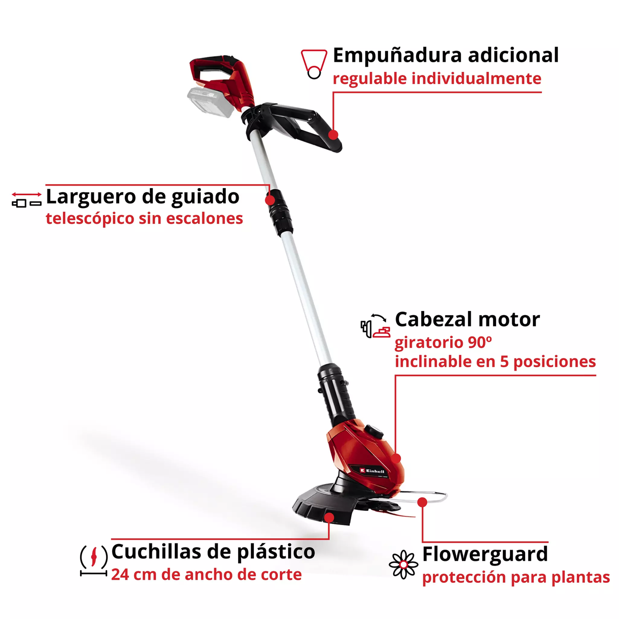 Bordeadora Inalám Experto 24cm 8500 RPM Einhell GE-CT 18 Li SOLO