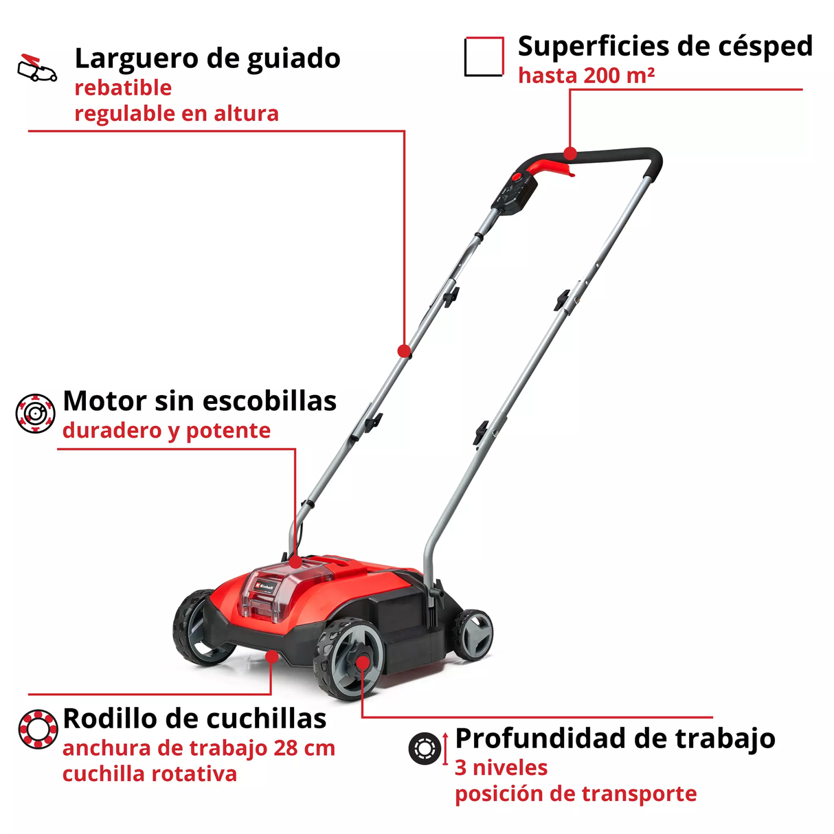 Escarificadora Inalám Clásico 200m2 de 28cm Einhell GC-SC 18/28 LI SOLO