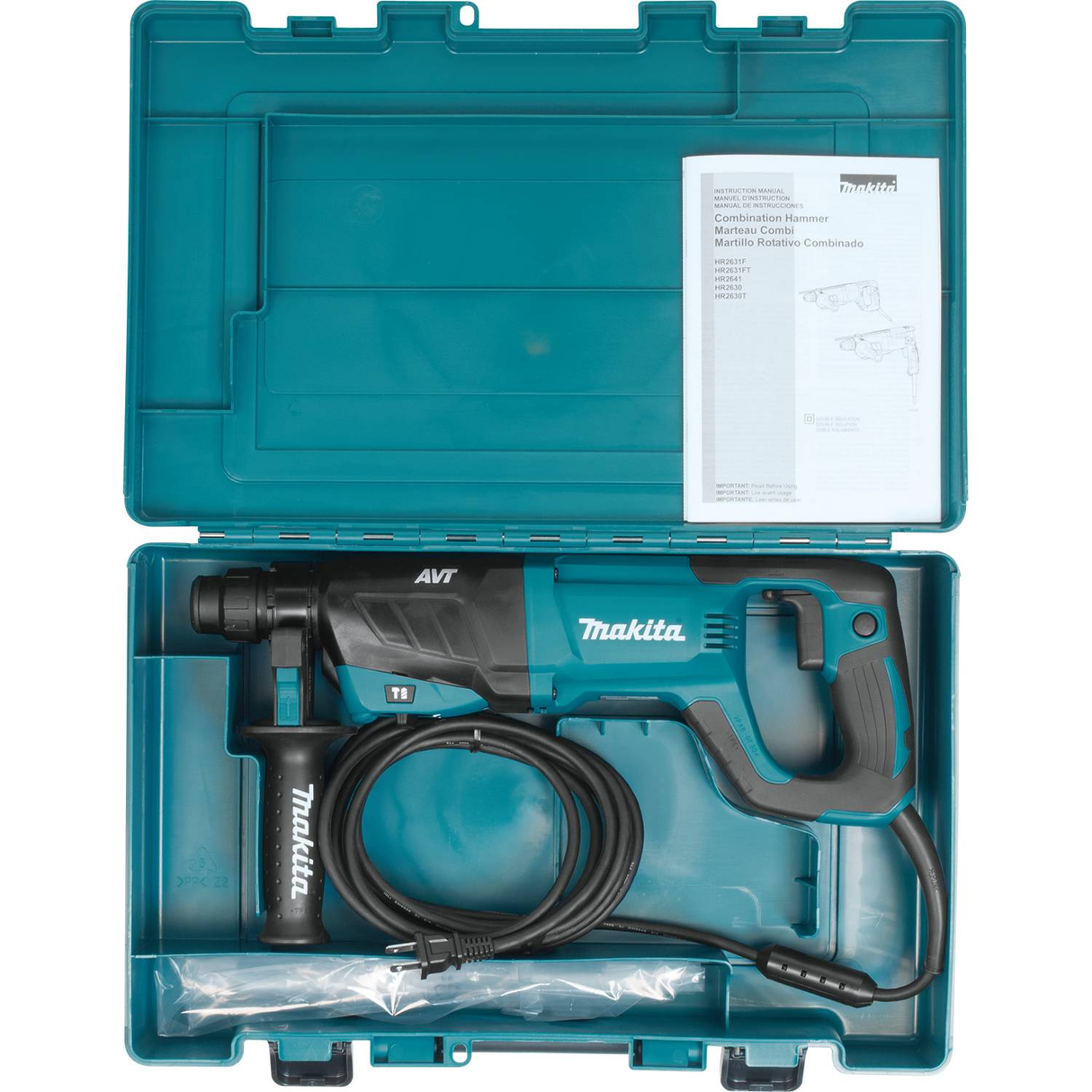 Rotomartillo SDS Plus 800W 2,4J AVT y 3,5 Kg c/ Mango tipo D Makita HR2641