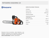 Motosierra Naftera 2T de 2hp y 40cc Espada 45cm (18") Husqvarna 125