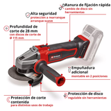 Amoladora Inalám 115m Quick Fix Einhell TE-AG 18/115 Q Li Solo