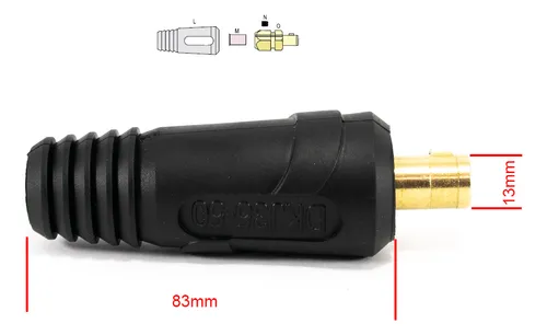 Conector Macho 13 Mm 35-50 Para Soldadora Electrodo Tig